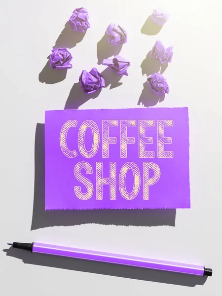 Inspiração Mostrando Sinal Coffee Shop Conceito Que Significa Pequeno Restaurante — Fotografia de Stock