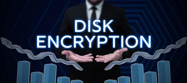 Rukopisný Text Šifrování Disku Přehled Firmě Bezpečnostní Mechanismus Používaný Ochraně — Stock fotografie