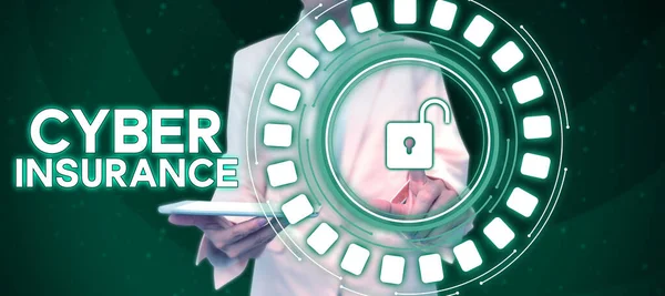 Inspiration Visar Tecken Cyberförsäkring Affärsöversikt Skyddar Företag Och Användare Från — Stockfoto