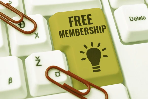 Escrevendo Exibindo Texto Free Membership Conceito Negócio Obter Acesso Comunidade — Fotografia de Stock
