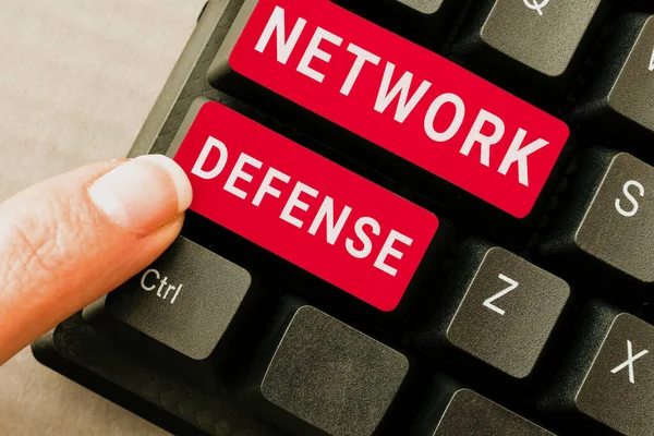 Legenda Conceitual Defesa Rede Ideia Negócio Facilita Proteção Defesa Informações — Fotografia de Stock