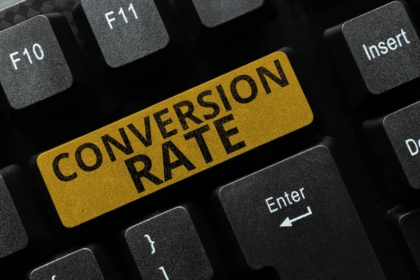 stock image Text sign showing Conversion Rate, Business showcase number of visitors to a website that complete a desired goal