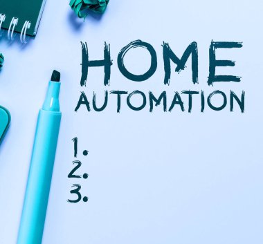 El yazısı metni ev otomasyonu, iş genel görünümü ev çözümü elektronik yığının otomatik hale getirilmesini sağlar