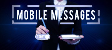 Mobil İletileri gösteren imzalar, iş genel görünümü elektronik iletiler oluşturma ve gönderme eylemi