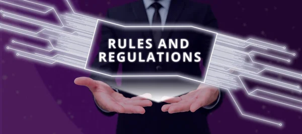 Inspiration Die Zeichen Zeigt Regeln Und Vorschriften Business Leitlinien Die — Stockfoto