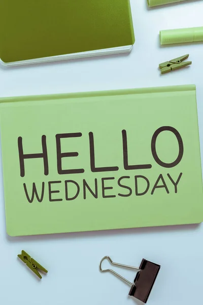 텍스트보여 Hello Wednesday Concept 하프타임 Hump Day Working Week Calendar — 스톡 사진