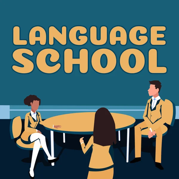 Text Zeigt Inspiration Language School Word Geschrieben Über Bildungseinrichtung Fremdsprachen — Stockfoto