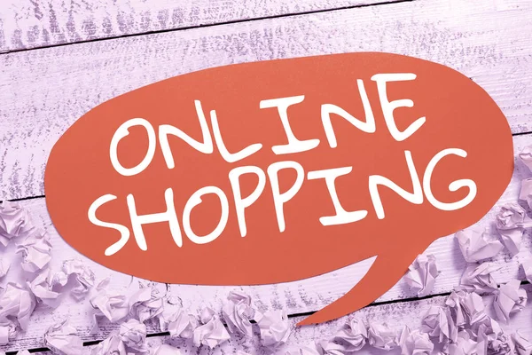 온라인 쇼핑에 영감을 메시지 온라인 비즈니스 소비자는 인터넷 판매자로부터 물품을 — 스톡 사진