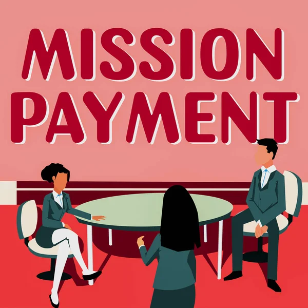 Konzeptionelle Darstellung Mission Payment Konzept Kompensationsentlastung Oder Erfüllung Einer Verpflichtung — Stockfoto