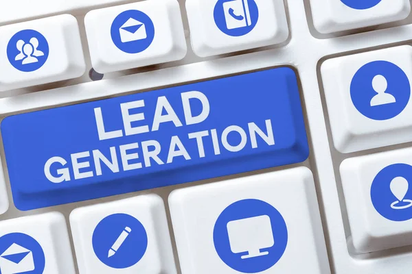 Texto Que Mostra Inspiração Geração Lead Processo Abordagem Negócios Identificação — Fotografia de Stock