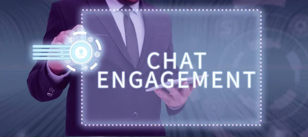 Ispirazione Mostrando Segno Chat Engagement Business Vetrina Cliente Interagisce Direttamente — Foto Stock