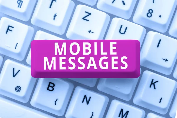 Текстовый Знак Показывающий Мобильные Сообщения Концепция Означающая Акт Составления Отправки — стоковое фото