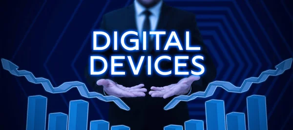 Conceptual Caption Digital Devices Business Approach Physical Unit Equipment Contains — Stock Photo, Image