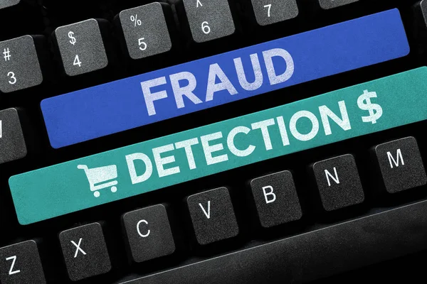 Texto Que Muestra Inspiración Detección Fraude Identificación Conceptual Foto Del — Foto de Stock