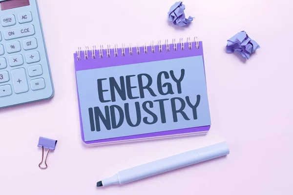 Sinal Texto Mostrando Indústria Energética Negócios Mostra Indústrias Envolvidas Produção — Fotografia de Stock