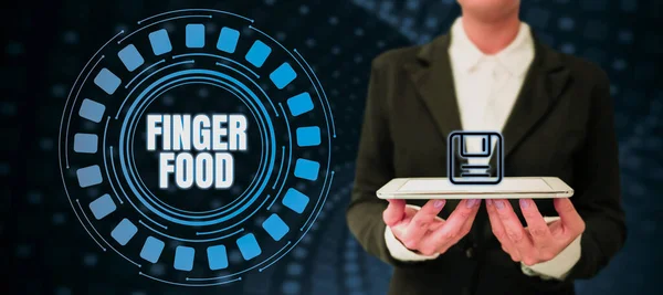 Inspiration Visar Tecken Finger Food Concept Betyder Produkter Och Digestives — Stockfoto