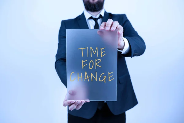 Inspiración Mostrando Signo Tiempo Para Cambio Visión General Del Negocio — Foto de Stock