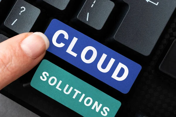 Didascalia Testo Che Presenta Soluzioni Cloud Concetto Che Significa Servizi — Foto Stock