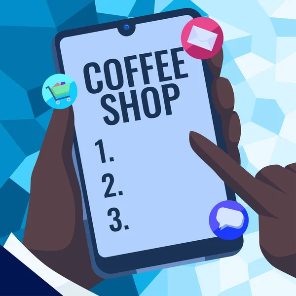 コーヒーショップ ビジネスアプローチを示すインスピレーションコーヒーと軽食を提供する小さなインフォーマルレストラン — ストック写真