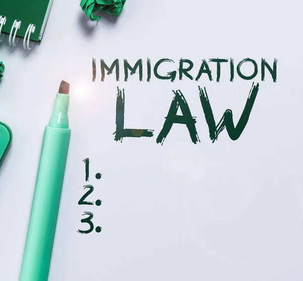 Inspiração Mostrando Sinal Lei Imigração Palavra Para Estatutos Nacionais Precedentes — Fotografia de Stock