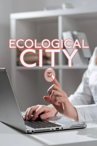 Legenda Conceitual Cidade Ecológica Internet Conceito Assentamento Humano Modelado Sobre — Fotografia de Stock