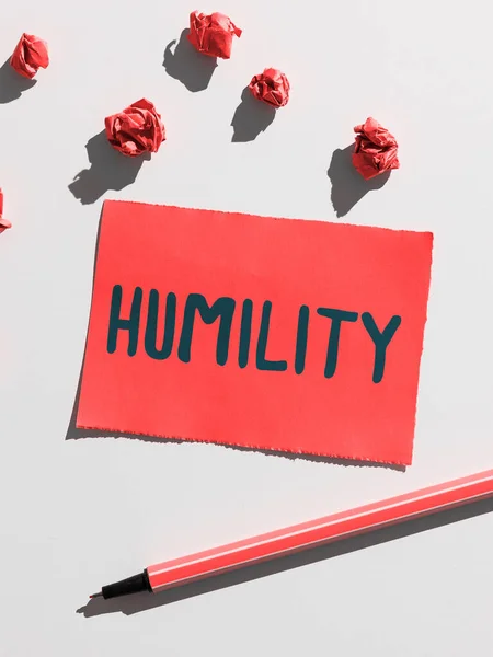 Inspiração Mostrando Sinal Humildade Palavra Escrito Ser Humilde Uma Virtude — Fotografia de Stock