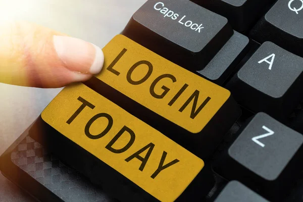 Stock image Inspiration showing sign Login, Concept meaning Entering website Blog using username and password Registration