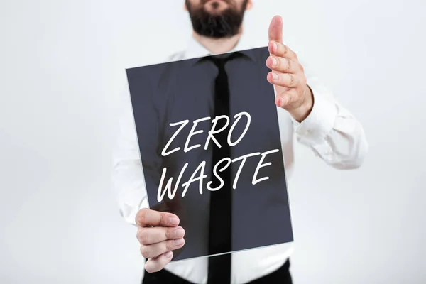 手書きの記号ゼロ廃棄物 ビジネスアプローチ産業責任は 堆肥化 リサイクル 再利用を含みます — ストック写真