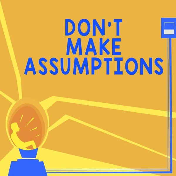 Texto Que Muestra Inspiración Don Make Assumptions Enfoque Empresarial Aceptes — Foto de Stock