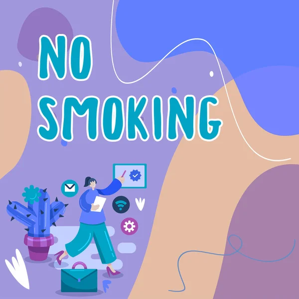 Sign Exibindo Não Fumar Ideia Negócio Usando Tabaco Proibida Neste — Fotografia de Stock