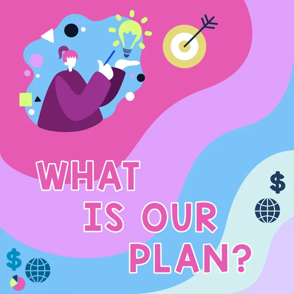 Inspiráció Mutató Jel Tervünk Szó Küldetés Célja Agenda Stratégia Brainstorming — Stock Fotó