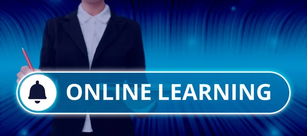 Logga Och Visa Online Learning Affärsidé Pedagogiskt Verktyg Baserat Och — Stockfoto