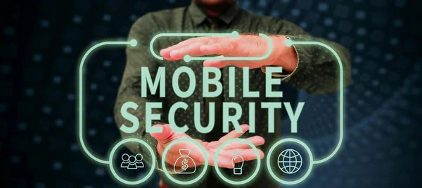 Konceptuální Popisek Mobilní Bezpečnost Business Přístup Úsilí Zabezpečení Dat Mobilních — Stock fotografie