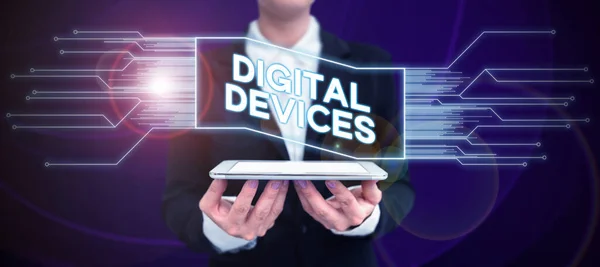 Handschreibzeichen Digital Devices Konzept Physikalische Einheit Von Geräten Die Einen — Stockfoto