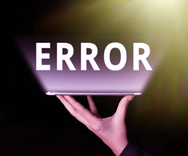 Sign Exibindo Erro Erro Vitrine Negócios Condição Estar Errado Julgamento — Fotografia de Stock