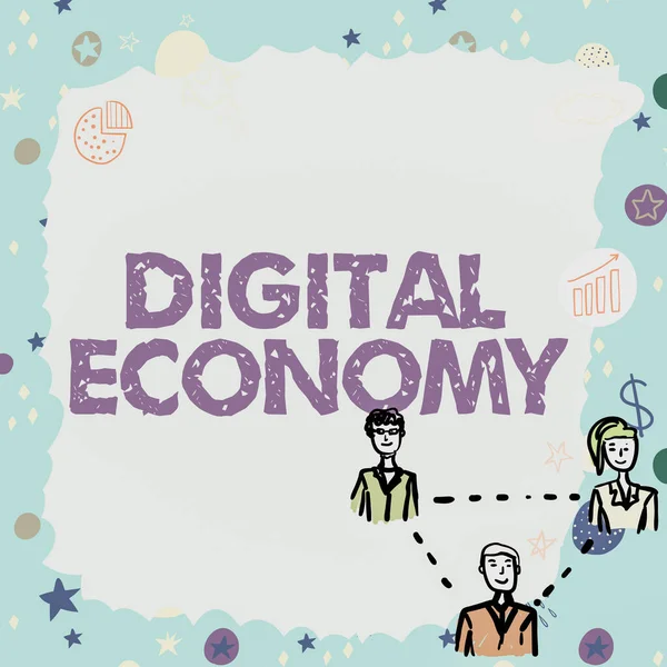Inspiration Zeigt Zeichen Der Digitalen Wirtschaft Internet Konzept Wirtschaftsaktivitäten Die — Stockfoto