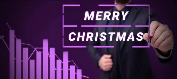 手写签名圣诞快乐 商界接近一年一度的传统来庆祝耶稣基督的诞生 — 图库照片