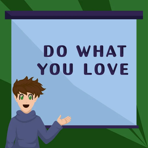 Texto Mostrando Inspiração Faça Que Você Ama Business Showcase Desejo — Fotografia de Stock