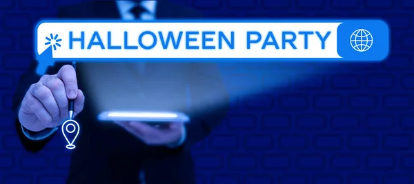 Schreiben Von Textanzeigen Halloween Party Wort Für Vorabend Des Westlichen — Stockfoto