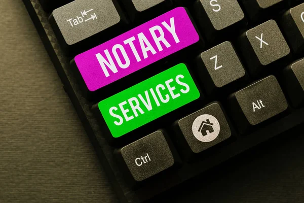 Firma Que Muestra Los Servicios Notariales Servicios Escaparate Negocios Prestados —  Fotos de Stock