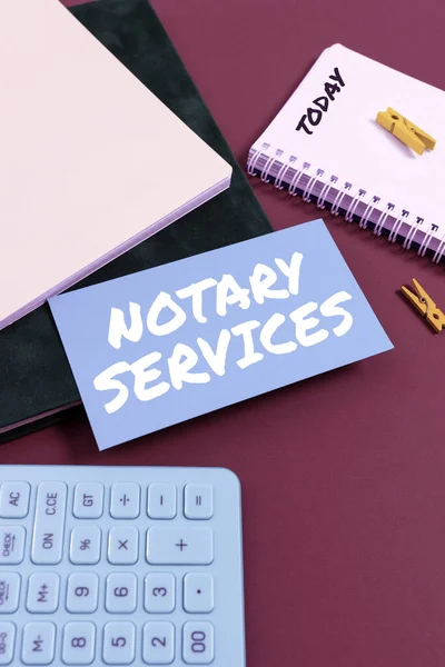 Text Showing Inspiration Notary Services Internet Concept Services Rendered State — Stock Photo, Image