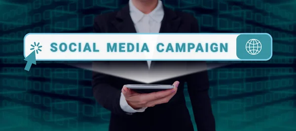 Visualizzazione Dei Segni Campagna Sui Social Media Approccio Business Utilizzo — Foto Stock