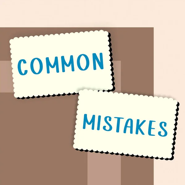 실수와 바꾸어 사용되는 행동에 기록된 일반적 실수를 표시하는 — 스톡 사진