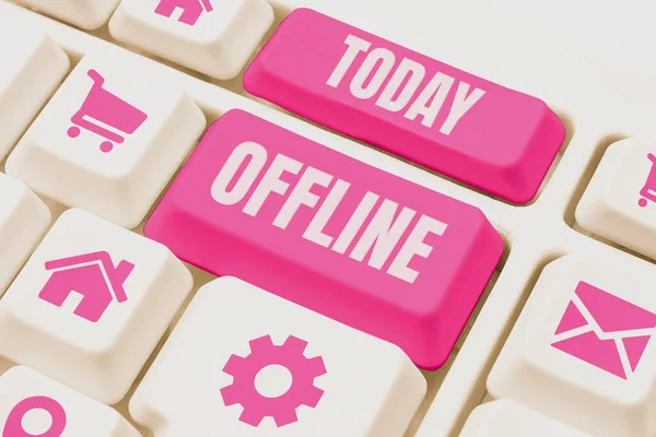 Sign Displaying Offline Word Written Having Directly Connected Computer External — Stock Photo, Image