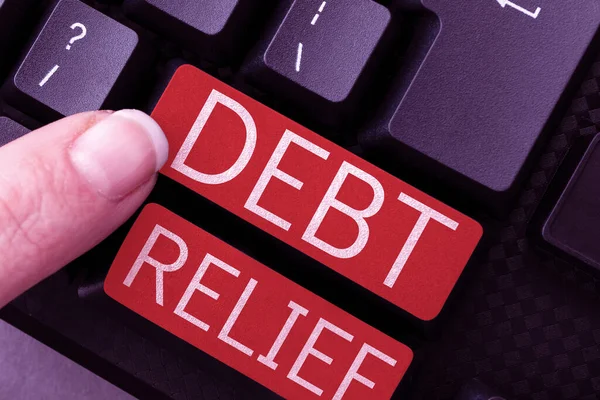 Assinatura Exibindo Alívio Dívida Conceito Que Significa Remissão Parcial Total — Fotografia de Stock