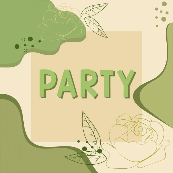Podpis Tekstowy Prezentujący Party Business Idea Spotkanie Towarzyskie Zaproszeni Goście — Zdjęcie stockowe