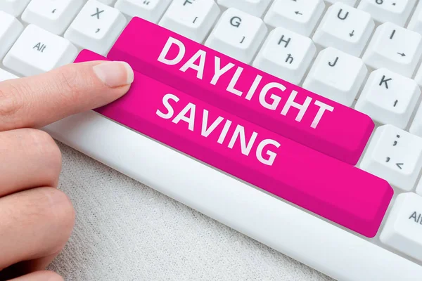 Έμπνευση Που Δείχνει Σημάδι Daylight Εξοικονόμηση Εννοιολογική Φωτογραφία Γυρίζοντας Ρολόι — Φωτογραφία Αρχείου