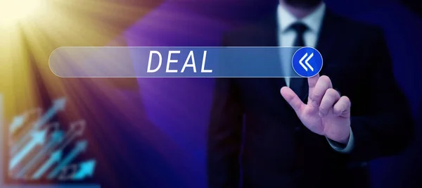 Text Caption Presenting Deal Word Written Agreement Entered Two More — Stock Photo, Image