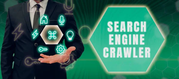 Ručně Psané Znamení Search Engine Crawler Business Approach Program Nebo — Stock fotografie