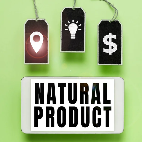 Signo Que Muestra Producto Natural Compuesto Químico Del Concepto Negocio — Foto de Stock